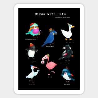 Birds with Hats - Version 2 - Text in White Sticker